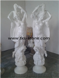 Human Sculptures&Statues,White Granite Couples Sculptures,Women Statues,Human Caving