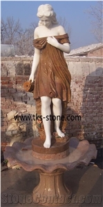 Multicolor Marble Angle Lady Sculptured Fountains