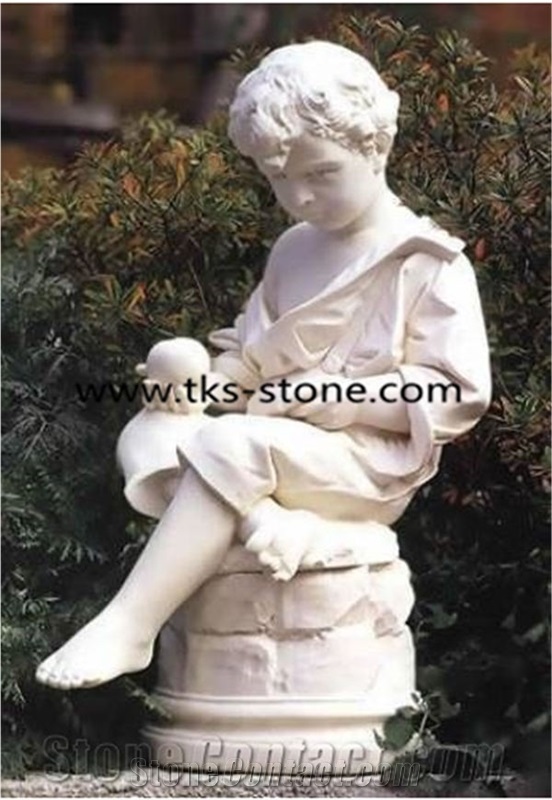 Red Granite Children Sculptures,Human Sculptures&Statues,Children Caving,Western Statues
