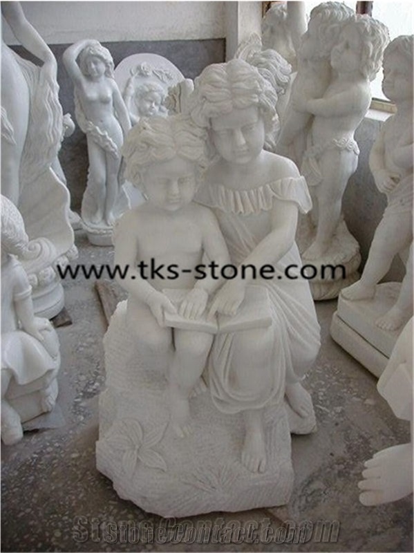 Red Granite Children Sculptures,Human Sculptures&Statues,Children Caving,Western Statues