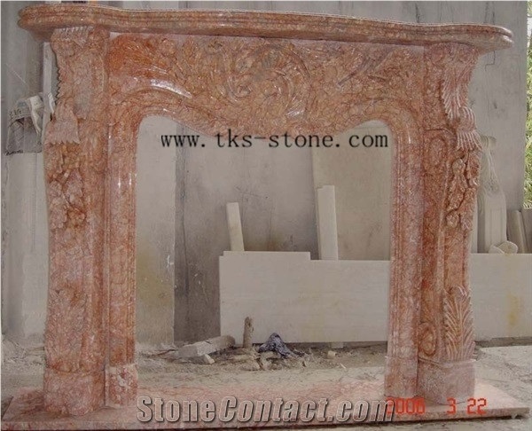 Red Marble Fireplace Mantel