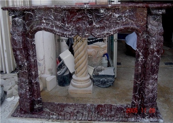 Red Marble Fireplace Mantel