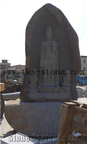 Religious Bodhisattva Sculptures, Green Granite Sculpture & Statue