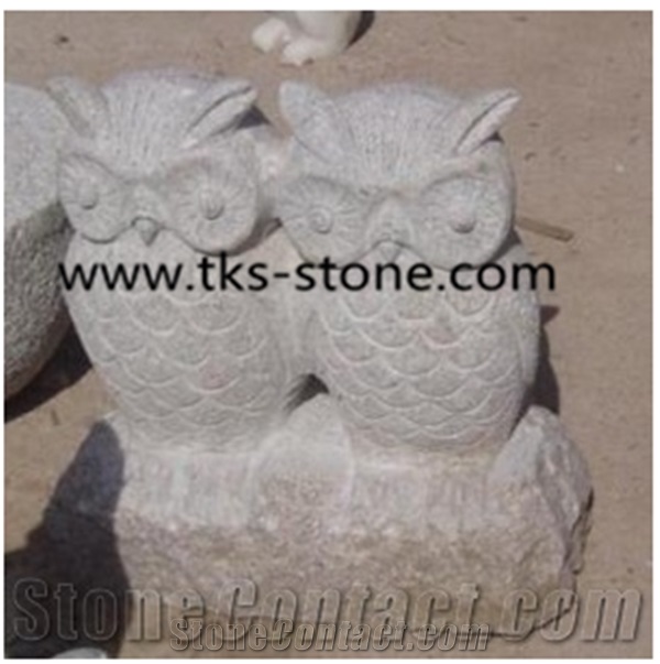 Stone Beige Granite Owl Sculpture&Statue,Owl Caving,Owl Animal Sculptures,Owl Garden Sculptures,Western Statues