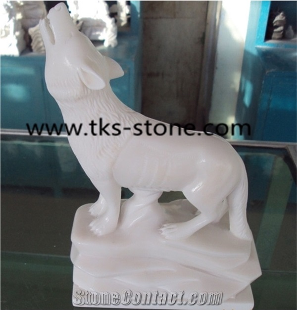 Stone Dog Marble Sculptures,White Marble Dog Statues,Animal Sculptures,Garden Sculptures,Dog Caving