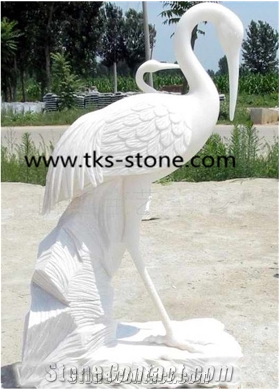 Stone Egret Sculptures&Statues,Grey Granite Egret Animal Statues,Egret Caving,Garden Sculptures
