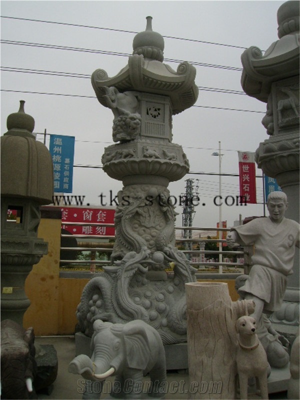 Stone Grey Granite Garden Lanterns&Lamps,Lantern Sculptures,Lamps Caving,Japanese Lanterns,Exterior Lamps
