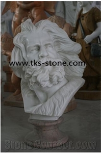 Stone Head Statues Caving,White Granite Human Sculptures,Handcarved Sculptures,Western Statues