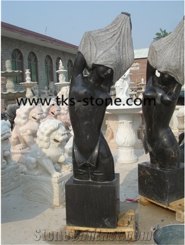 Stone Human Sculptures&Statues,Human Caving,Black Granite Head Statues,Art Works