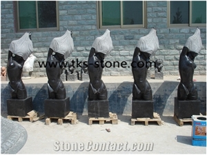 Stone Human Sculptures&Statues,Human Caving,Black Granite Head Statues,Art Works