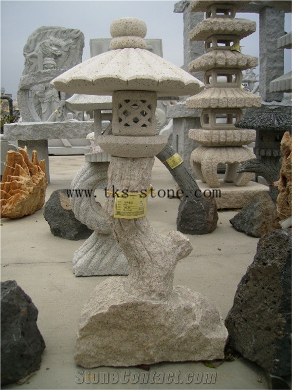 Stone Lanterns Caving,Beige Grantie Lantern Sculptures,Garden Lanterns&Lamps,Japanese Lanterns,Exterior Lamps, Sculpture Granite Japanese Lanterns