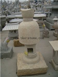 Stone Lanterns Caving,Garden Lanterns&Lamps,Beige Granite Lantern Sculptures,Japanese Lamps