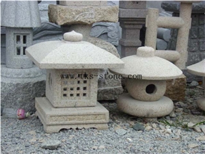 Stone Lanterns Caving,Lamp Sculptures,Beige Granite Garden Lanterns&Lamps,Japanese Lanterns,Exterior Lamps