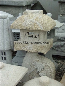 Stone Lanterns Caving,Lamp Sculptures,Beige Granite Garden Lanterns&Lamps,Japanese Lanterns,Exterior Lamps