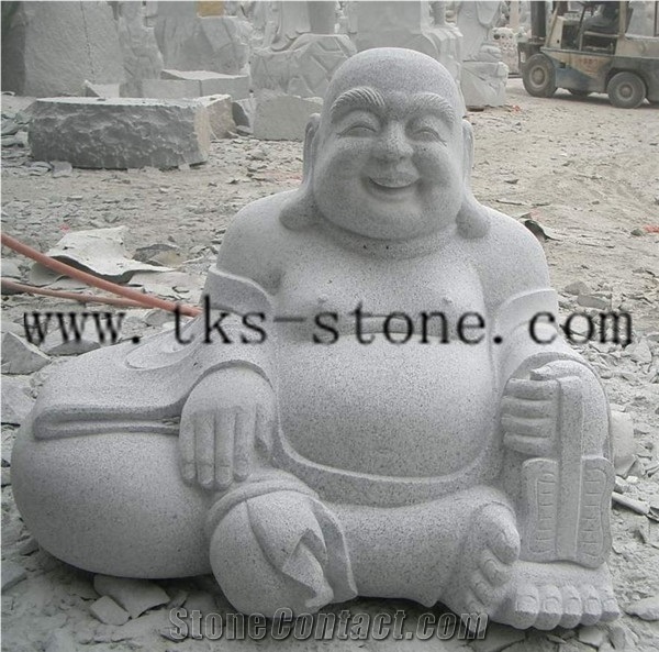 The God Of Wealth Carving/Mammon Sculptures, Grey Granite Sculpture & Statue