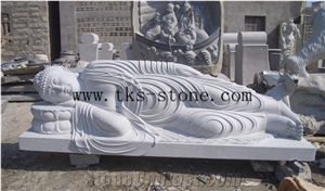 White Granite Reclining Buddha/Sleeping Buddha, White Granite Sculpture & Statue