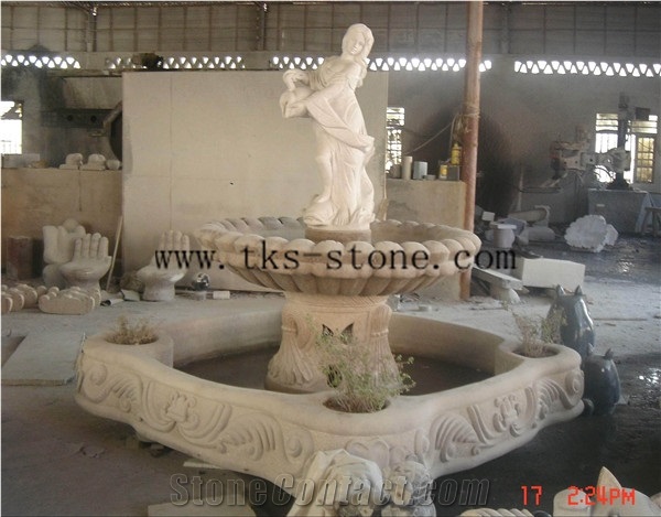 White Marble Thinker Sculptured Fountains