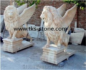 Yellow Granite Lion Sculpture&Statue,Lions Caving,Lion Animal Statues,Lion Landscape Sculptures