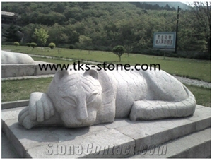 Yellow Granite Tiger Sculpture&Statue,Tiger Caving,Tiger Animal Sculptures,Garden Statues