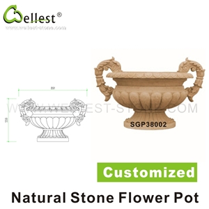 Exterior Landscaping Sandstone Flower Pot/Stand/Vase/Planter Made by Sandstone