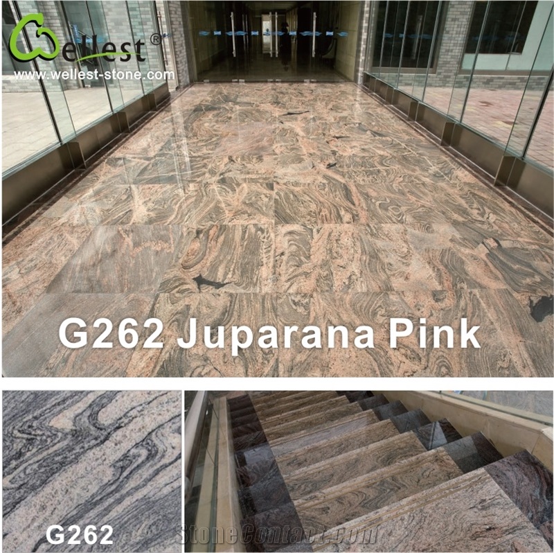 G265 Juparana Pink Granite Polished Floor Tile and Landing with Step