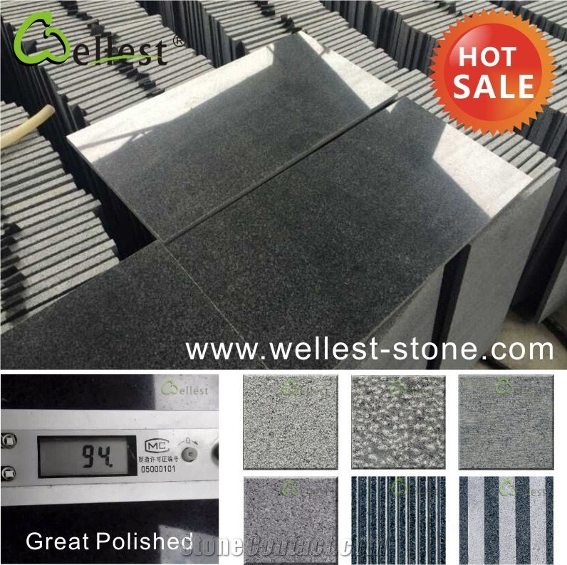 G603/G654 Padang Light/Dark Grey Granite Polished Floor and Wall Tile,Flamed/Sandblast/Bushhammered Finiishi is Also Available