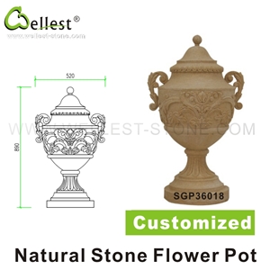 Yellow Sandstone Flower Pot/Garden Pot/Landscape Stone Pot