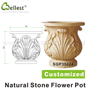 Yellow Sandstone Outdoor Garden Flower Planters/Vase/ Pot