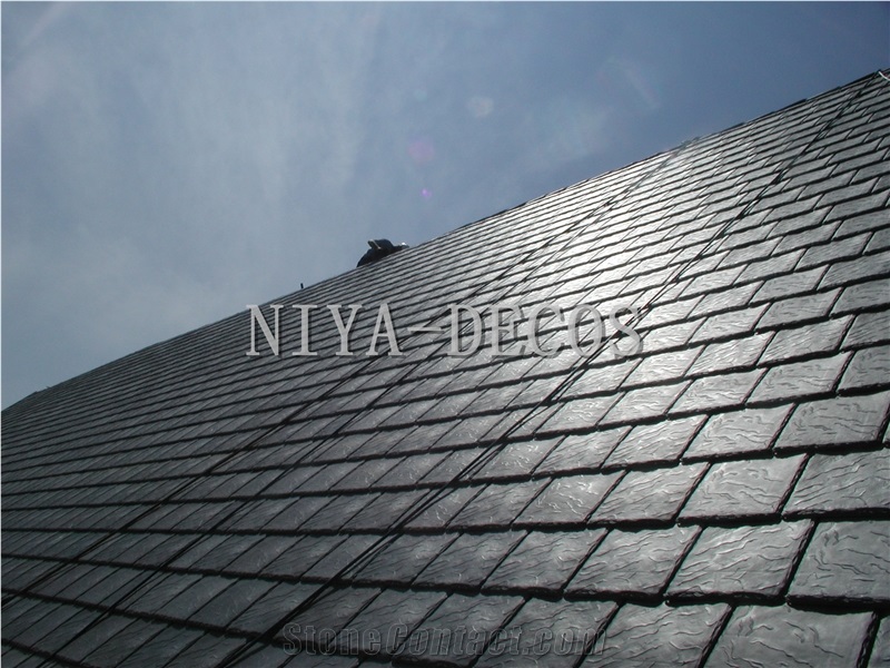 China Black Slate Roofing Tiles/China Natural Stone Slate Nero Impala Black Tiles