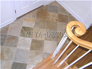 China Multicolor Rustic Yellow Slate Tiles French Pattern for Flooring Pavers