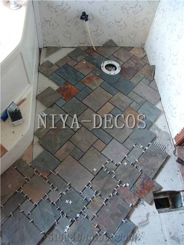 China Multicolor Rustic Yellow Slate Tiles French Pattern for Flooring Pavers