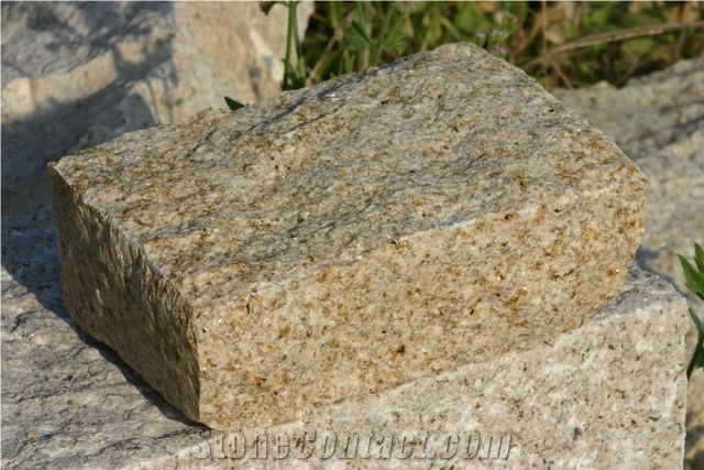 G682 China Sunset Rustic/ Yellow Sesame Cube Stone/Cobble Pavers for Exterior Landscaping Pattern