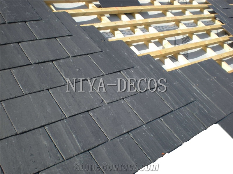 Project Show-China Black Slate Roofing Tiles/China Nero Impala Slate Roofing Covering Tiles