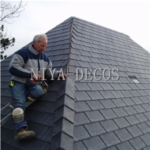 Project Show-China Nero Impala Black Slate Roofing Tiles for Building Covering