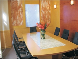 Transulent Marble Veneer Composite Glass Panels for Bartop Tabletop Reception Top, Rose Red Marble Tabletops,Reception