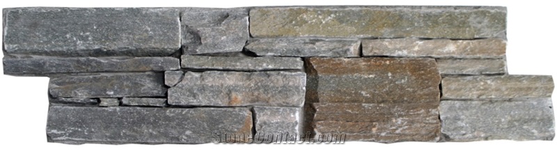 Bulu Grey Slate Z Panel Stacked Stone Cultured Stone, Blue Quartzite Cultured Stone
