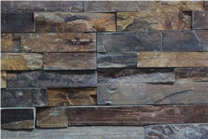 Chunky Tiger Slate Stacked Stone, Brown Slate Cultured Stone