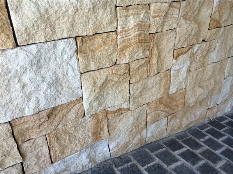 Doreto Wall Cladding Stone Wall Decor Cultured Stone, Beige Sandstone Stone Wall Decor