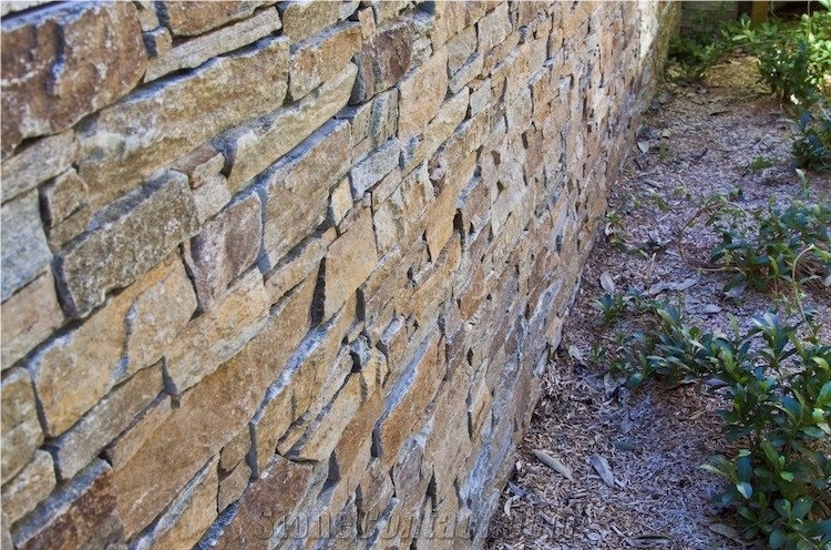 Mica Quartz Z Panel Stacked Stone, Brown Quartzite Cultured Stone