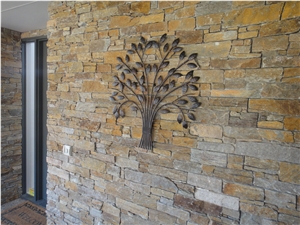 Mica Quartz Z Panel Stacked Stone, Brown Quartzite Cultured Stone