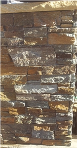 Mica Quartz Z Panel Stacked Stone, Brown Quartzite Cultured Stone