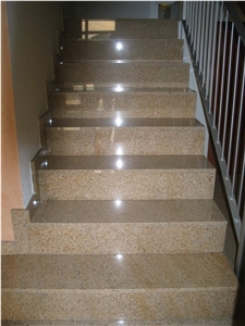 G682 Granite / Rustic Yellow / Sunset Gold Granite Stairs & Steps, China Yellow Granite Stairs & Steps