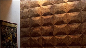 Cafe Penuela Limestone 3d Wall Panels, Brown Limestone Mexico Wall Panels, Walling