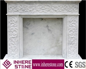 White Marble Europe Style Fireplace Mantel, Fireplace Surround