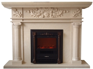 Indoor Freestanding Used Cheap Beige Marble Fireplace Mantel ,China Marble Fireplace on Sale