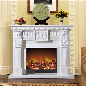 Indoor Natural White Marble Fireplace, Surround Antique Stone Fireplaces