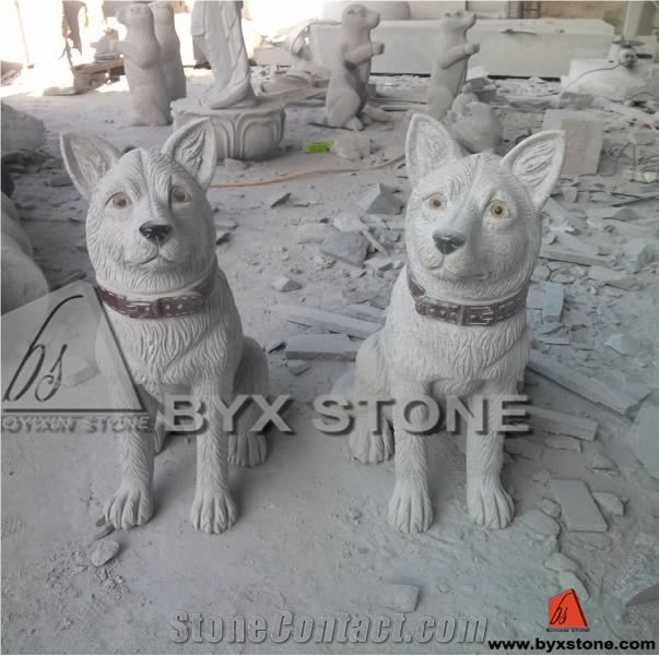 Dog Animal Carved Granite Sculpture for Garden Decoration