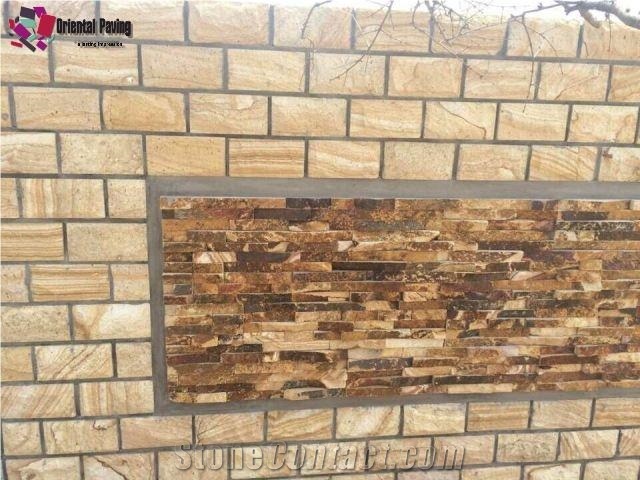 Beige Sandstone Cultured Stone, Natural Building Cultured Stone, Sandstone Wall Panel, Cultured Stone Wall Tiles