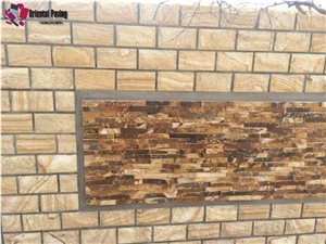 Beige Sandstone Cultured Stone, Natural Building Cultured Stone, Sandstone Wall Panel, Cultured Stone Wall Tiles