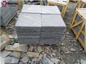 Split Face Stone Black Slate Tiles for Wall Cladding, China Black Slate, Black Slate Stone